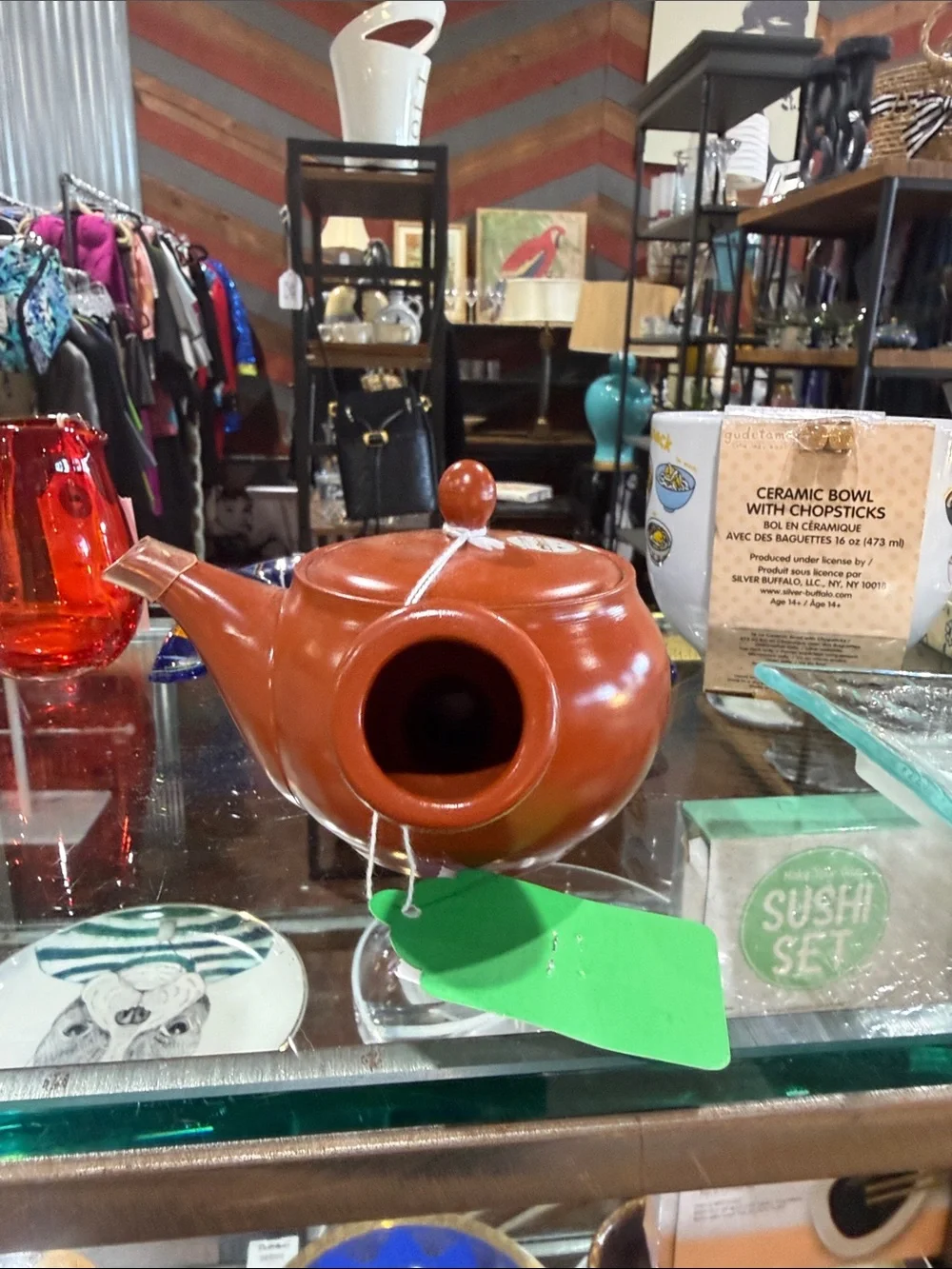 Iittala Terracotta Orange Ceramic Soup Pot with Handle